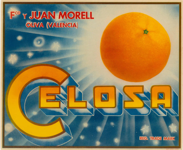 Celosa Oranges, Spanish Crate Label - Original Vintage Product Label: