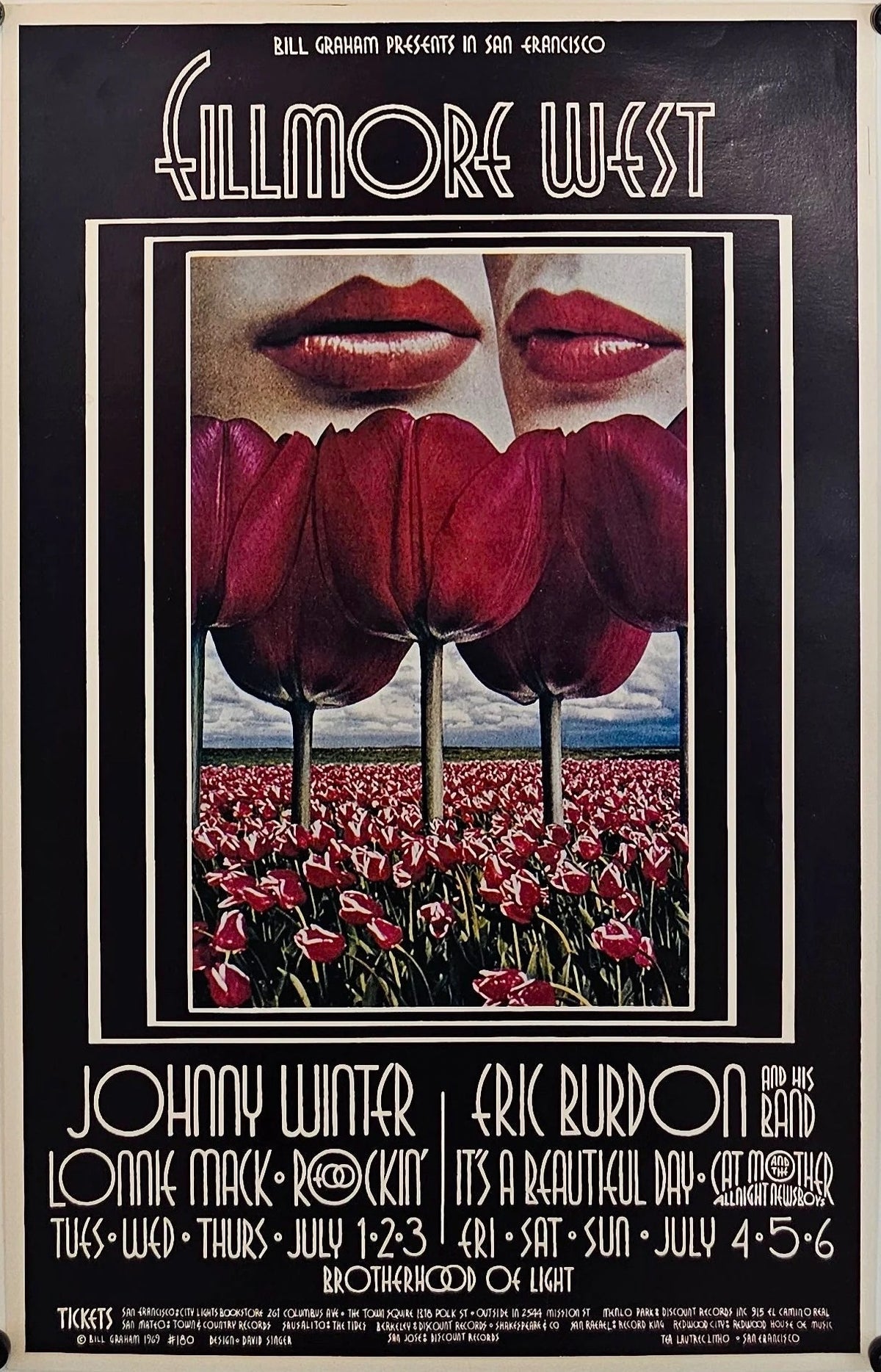 Johnny Winter, Eric Burdon by David Singer (BG-180-1) - Original Vintage Poster