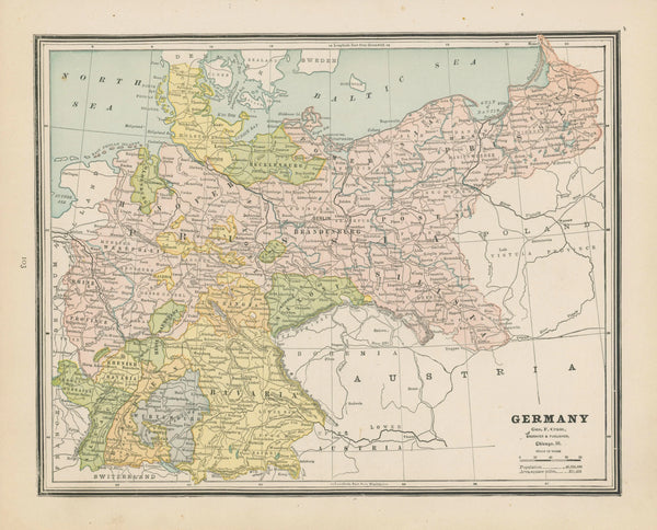 Germany, Cram's Atlas - Original Vintage Map