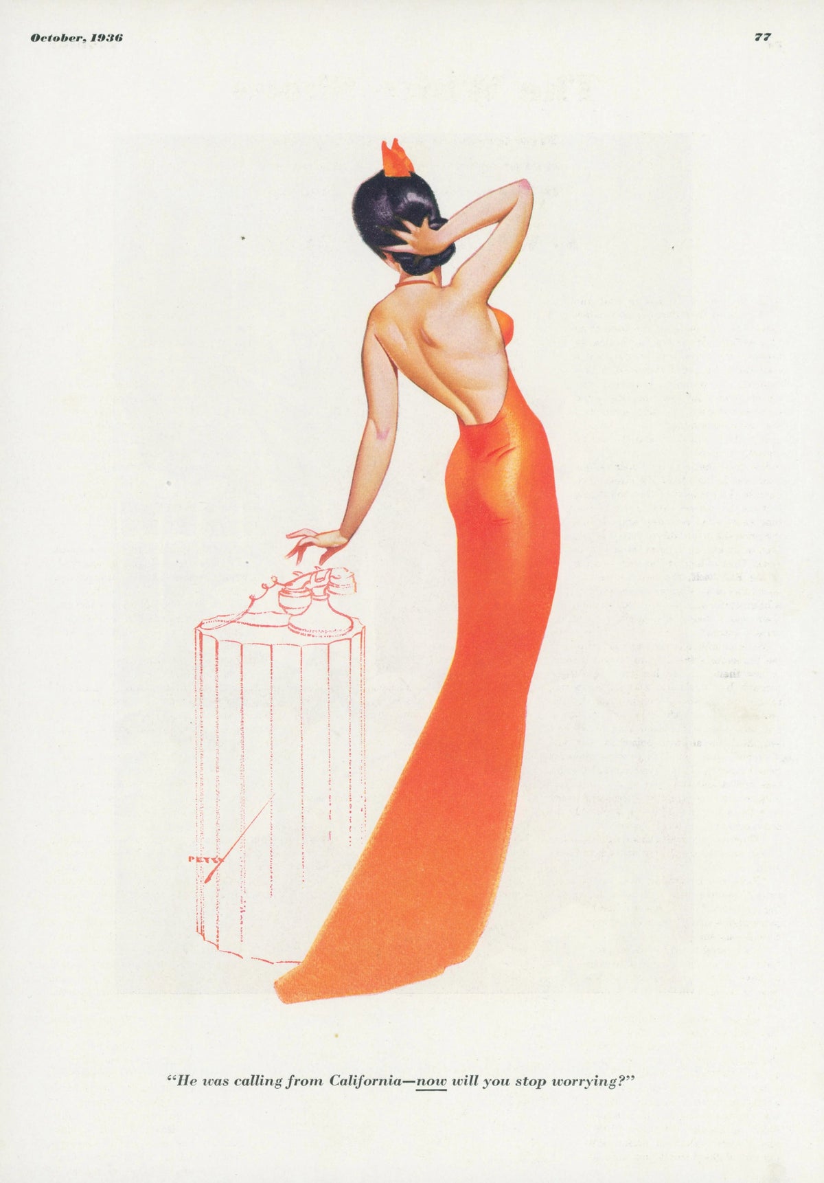 Calling from California by George Petty - Original Vintage Illustration