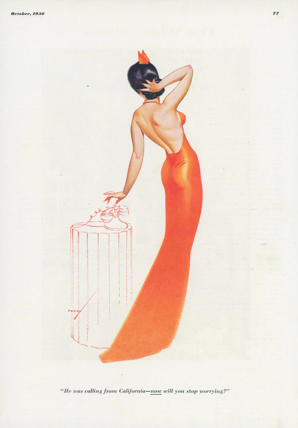 Calling from California by George Petty - Original Vintage Illustration