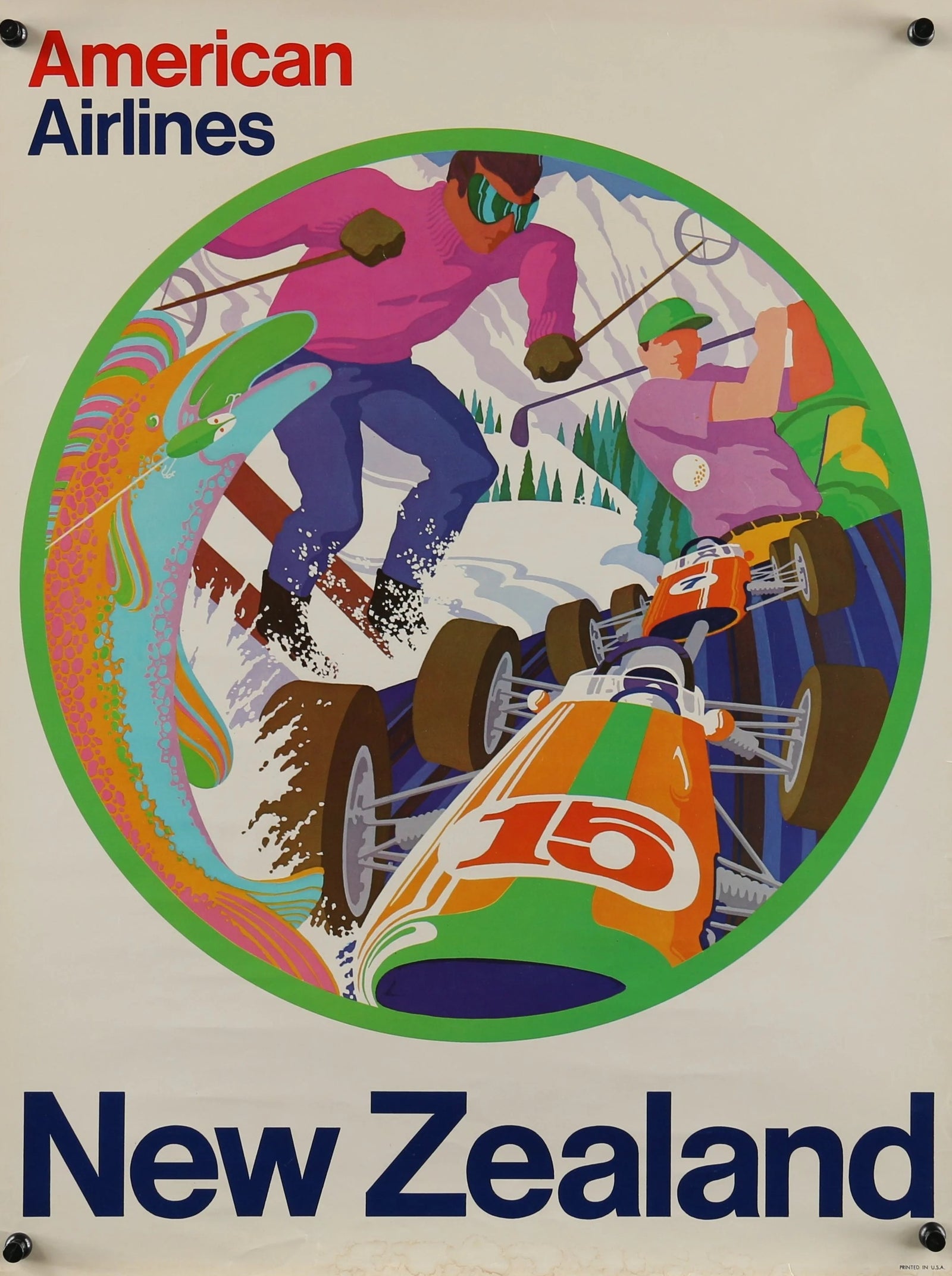 New Zealand, American Airlines - Original Vintage Poster