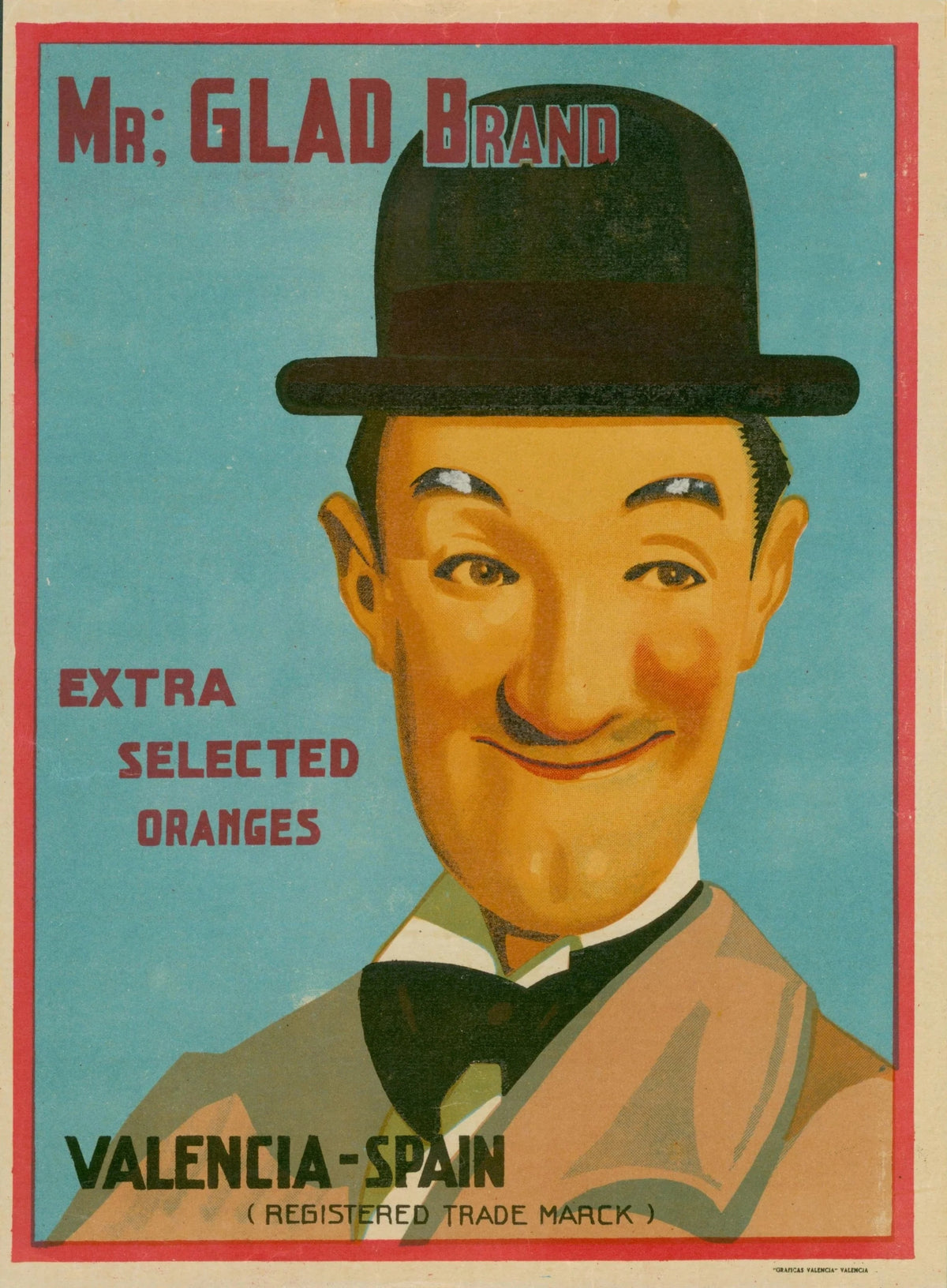 Mr. Glad Oranges, Spanish Crate Label - Original Vintage Product Label: