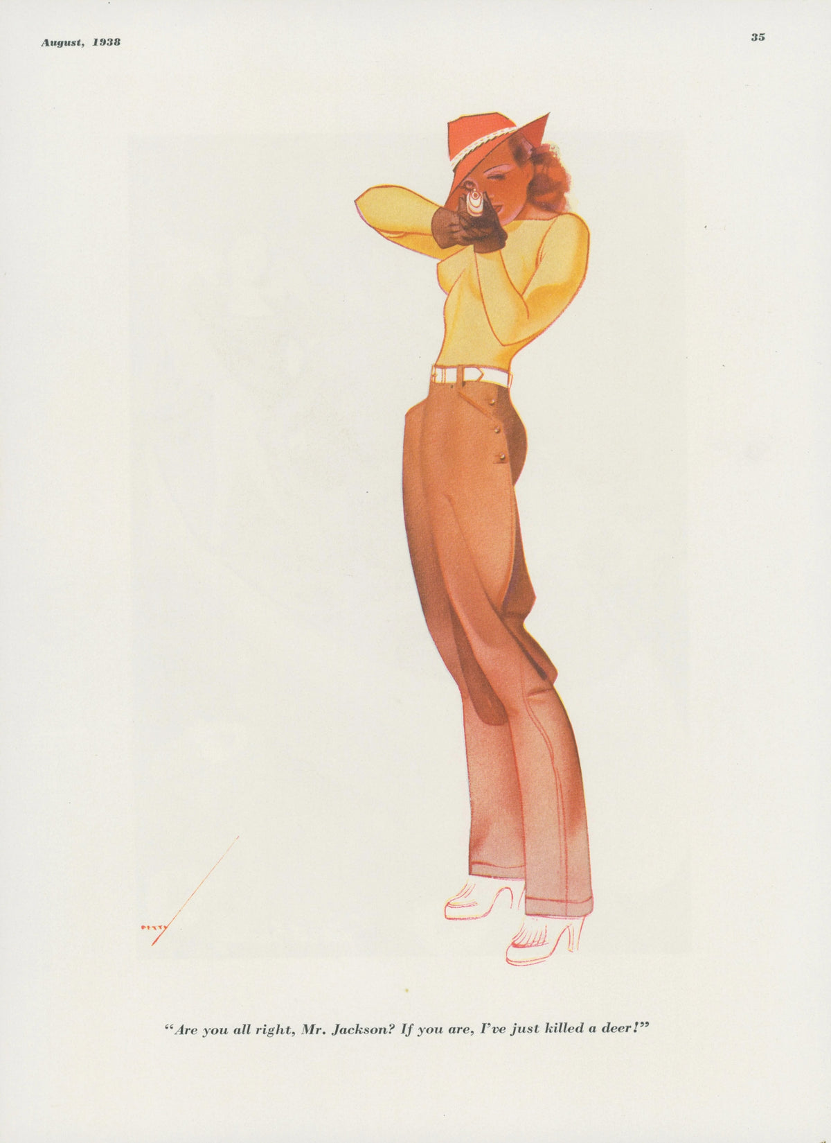 Just Killed a Deer by George Petty - Original Vintage Illustration