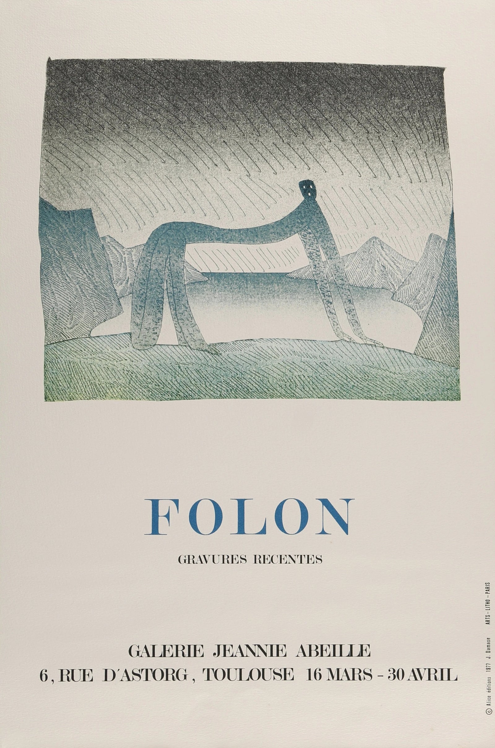 Recent Engravings, Jean-Michael Folon - Original Vintage Poster
