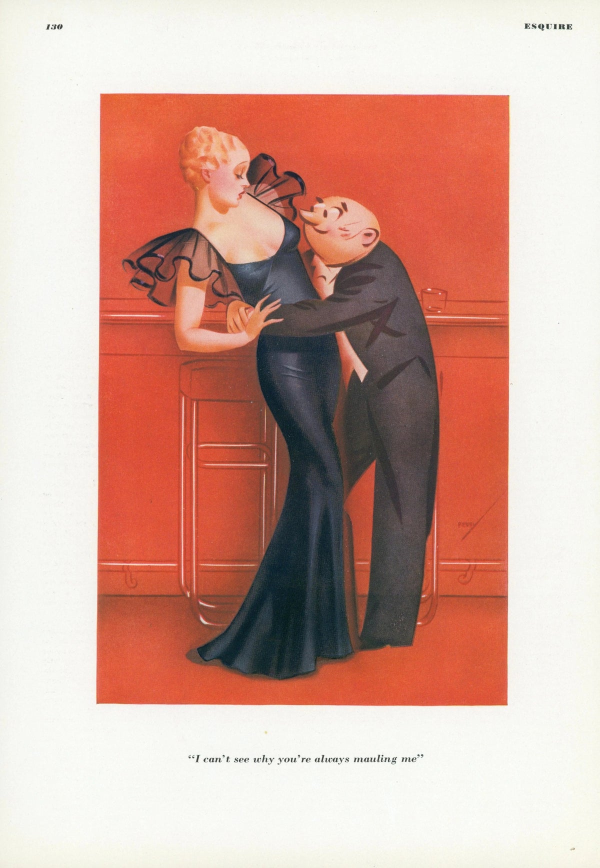 I Can't See Why You're Always Mauling Me by George Petty - Original Vintage Illustration
