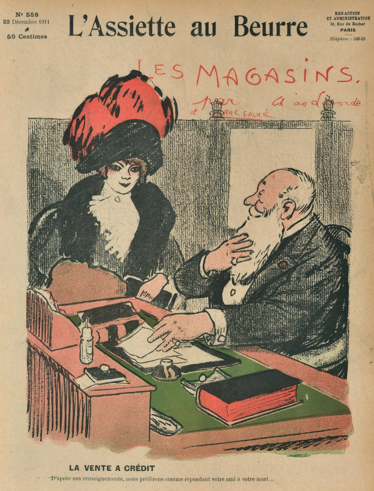 We Prefer Your Friend as Guarantor- L’Assiette au Beurre - Original Vintage Cover Art: