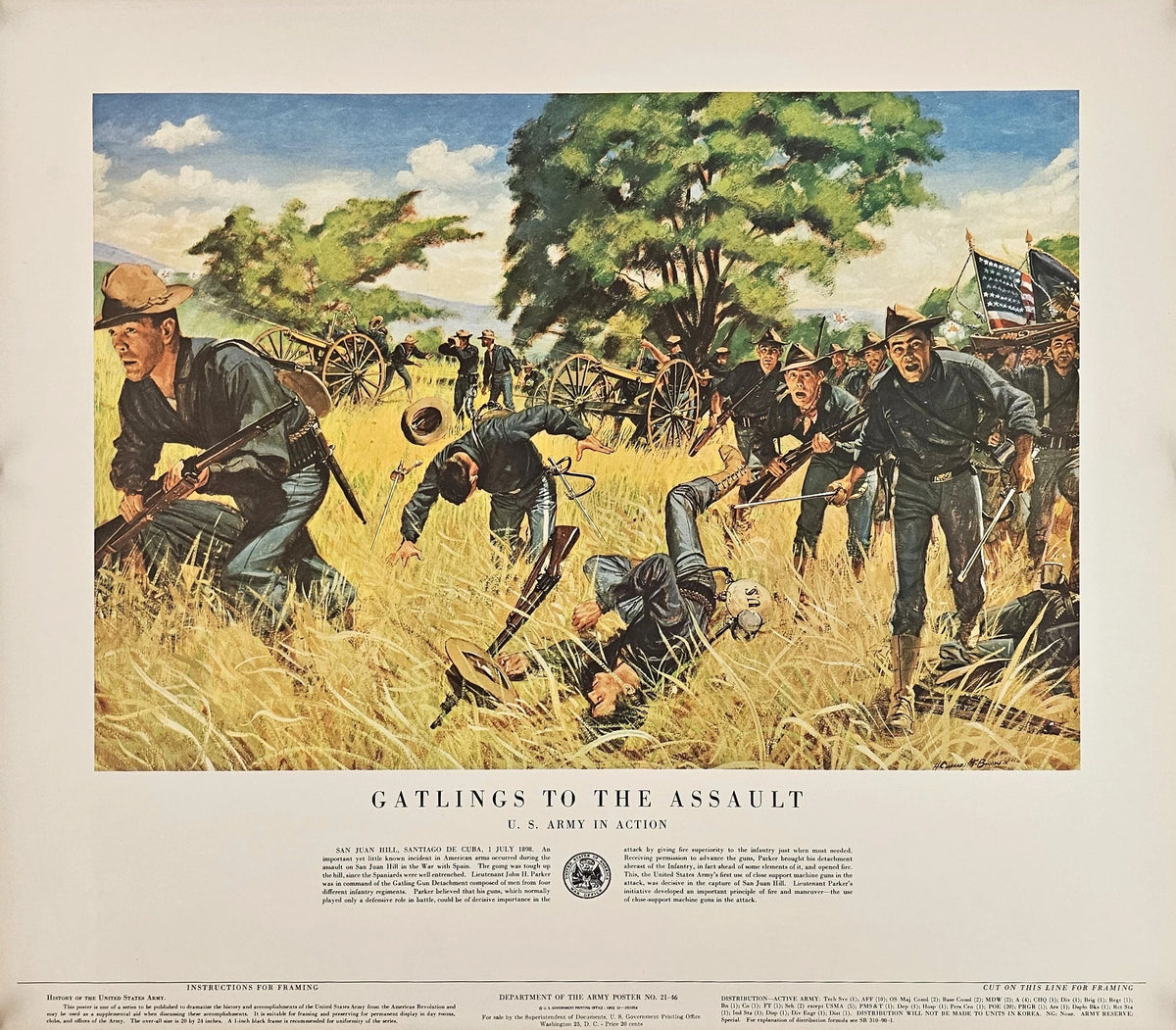 Gatling To The Assault, U.S. Army Education - Original Vintage Poster