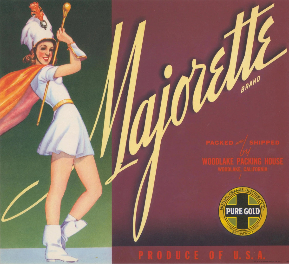 Majorette Brand, California Crate Label - Original Vintage Product Label: