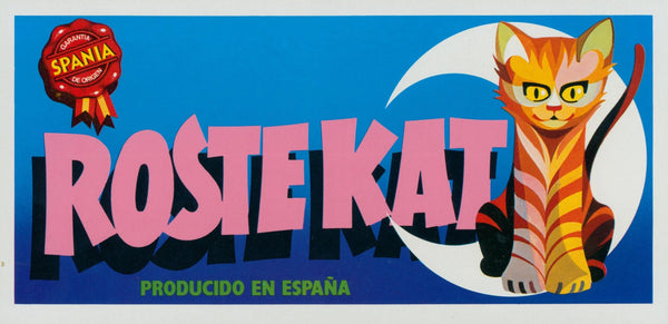 Roste Kat Oranges, Small Spanish Crate Label - Original Vintage Product Label: