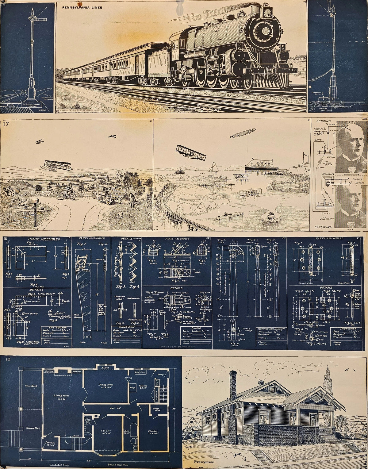 Industrial Education Scroll - Original Vintage Poster