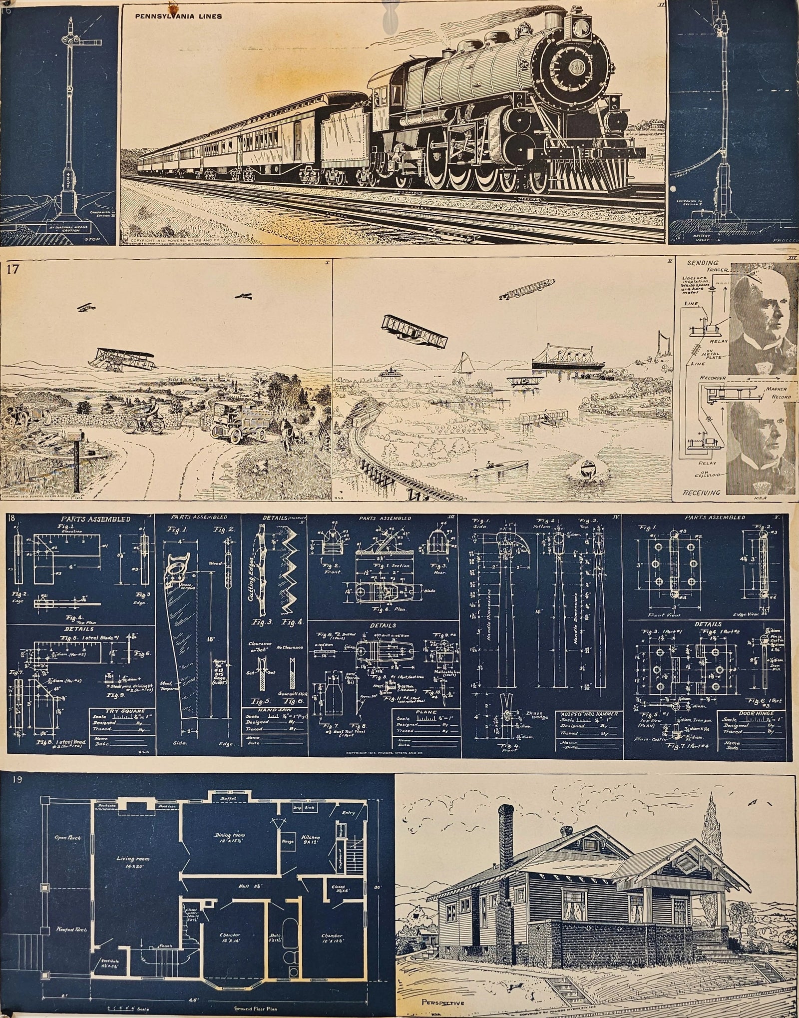 Industrial Education Scroll - Original Vintage Poster