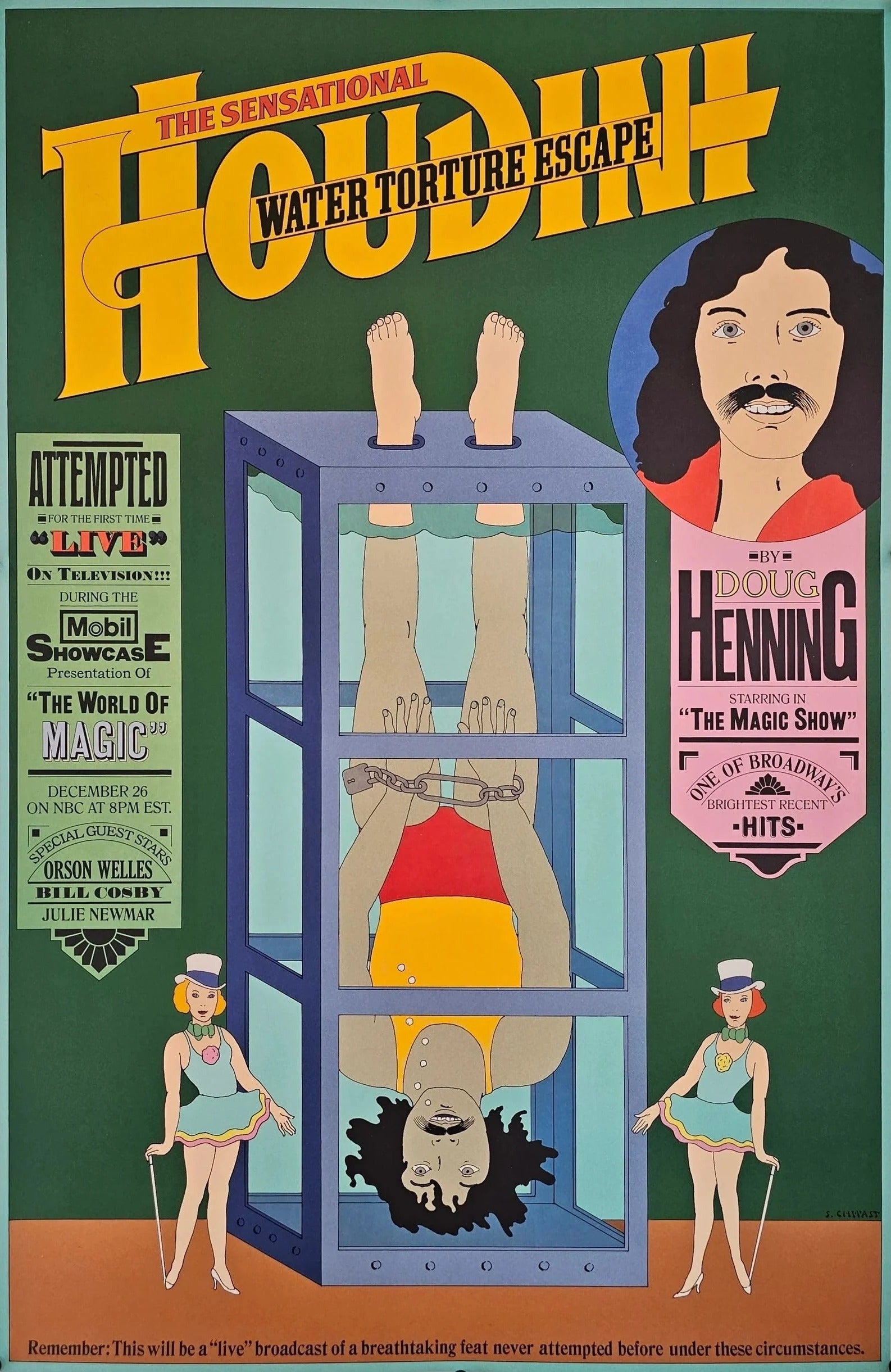 Houdini Escape by Seymour Chwast - Original Vintage Poster