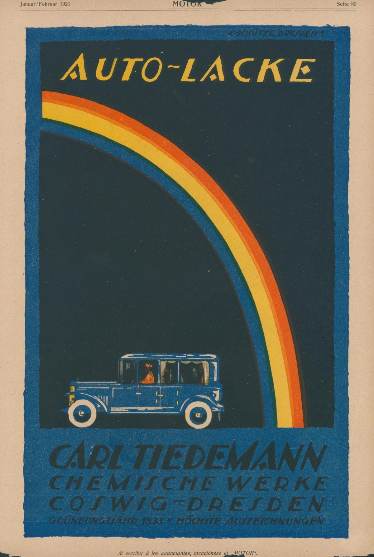 Auto-Lacke, Car Paint - Original Vintage Ad: