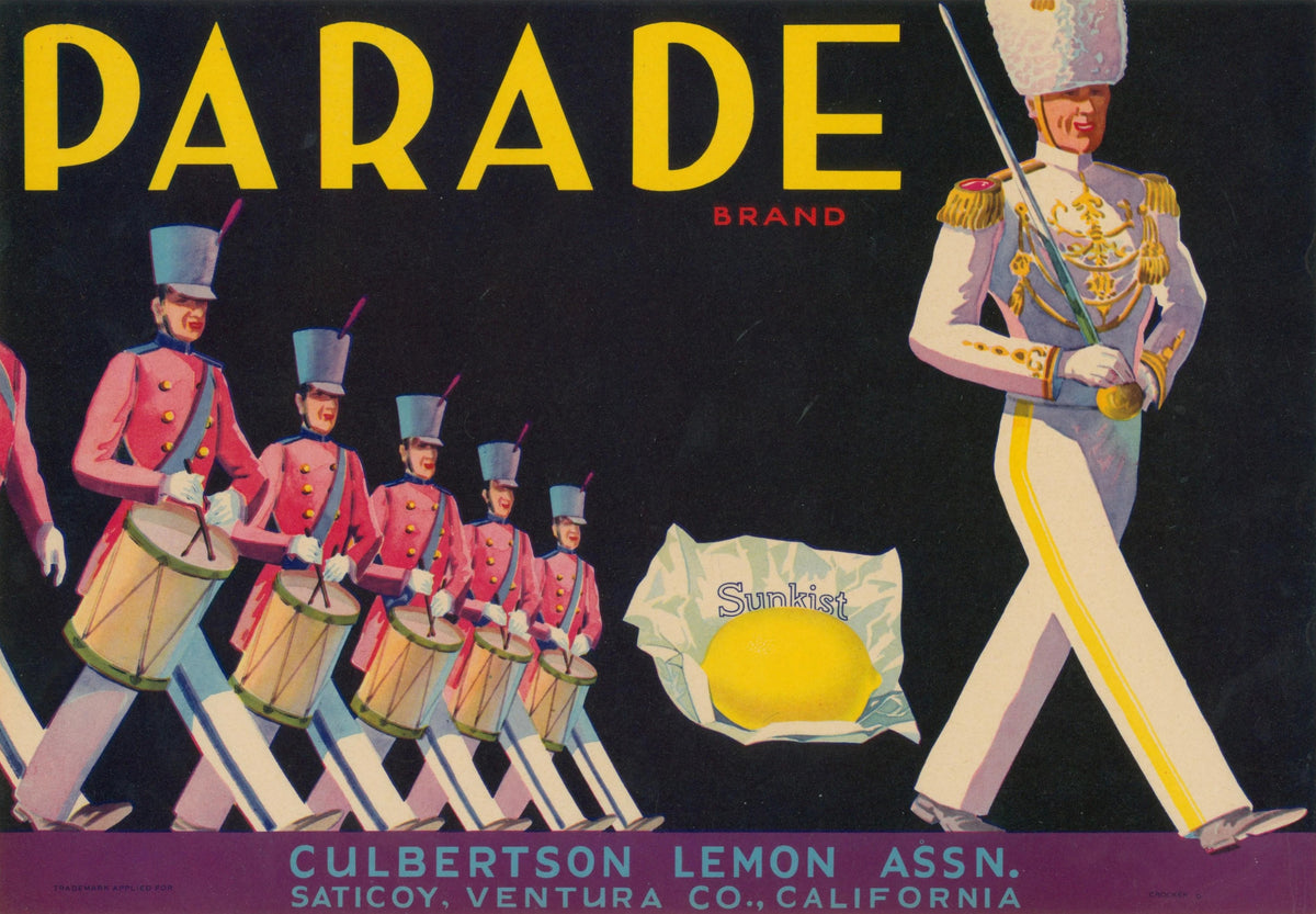 Parade, California Crate Labels - Original Vintage Product Label: