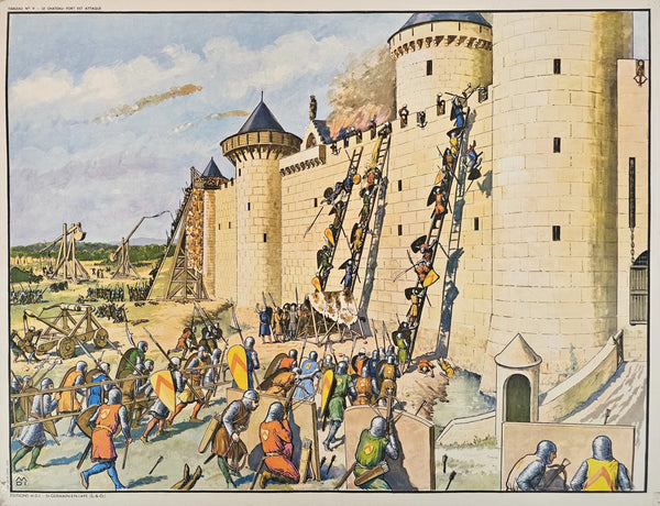 Attack on Château-Fort, French Classroom Poster - Original Vintage Poster