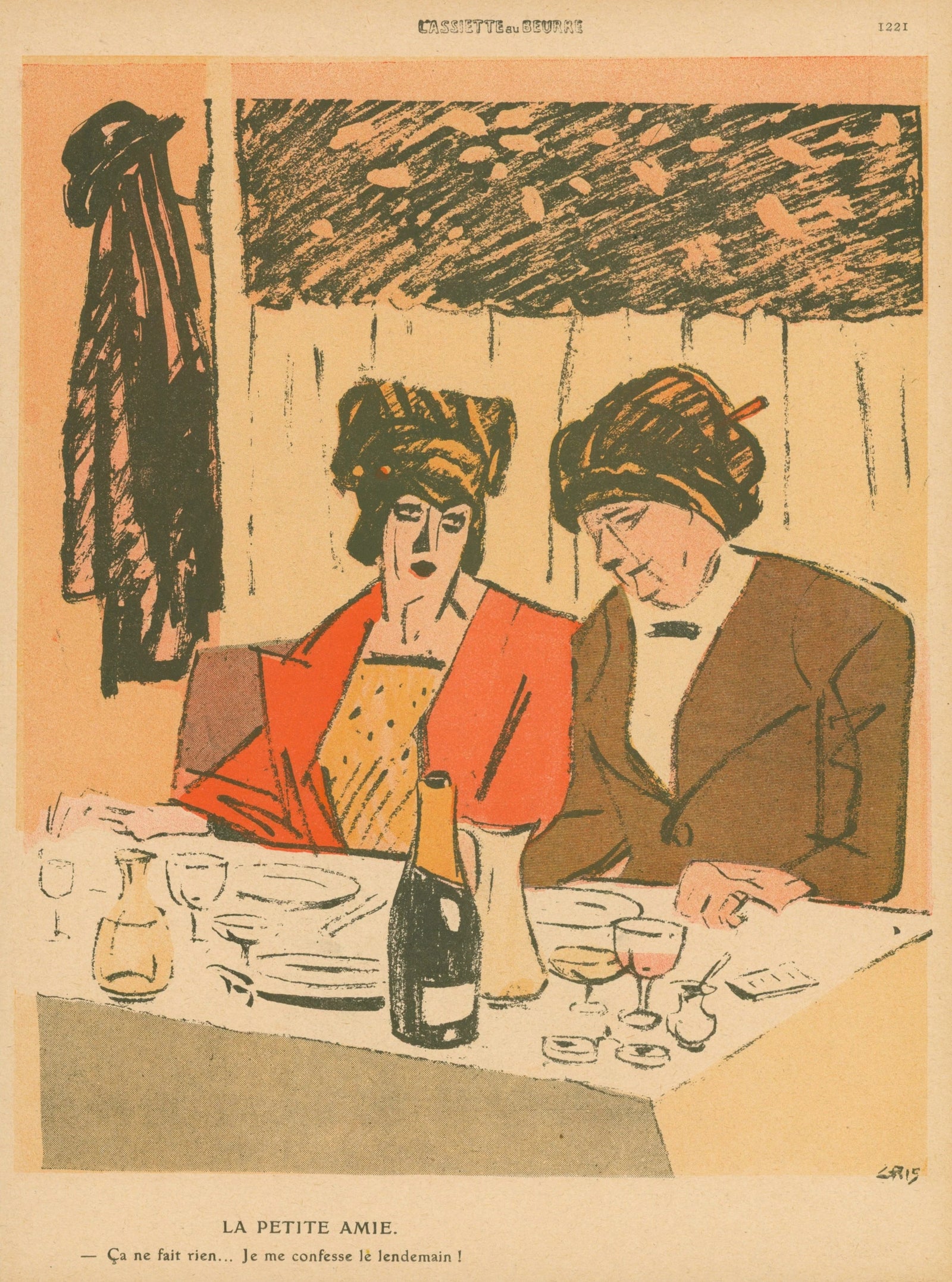 The Girlfriend, L'Assiette au Beurre. - Original Vintage Illustration