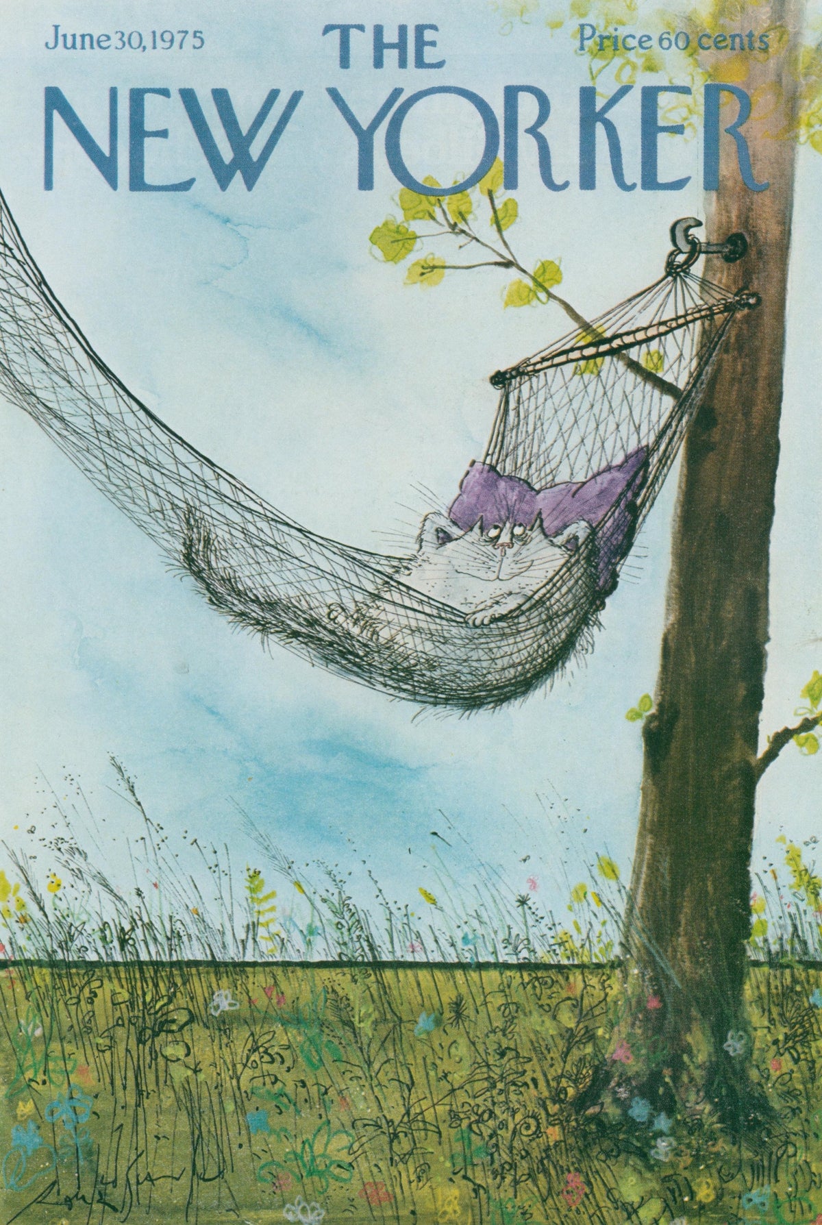 Cat in a Hammock- The New Yorker - Original Vintage Cover Art: