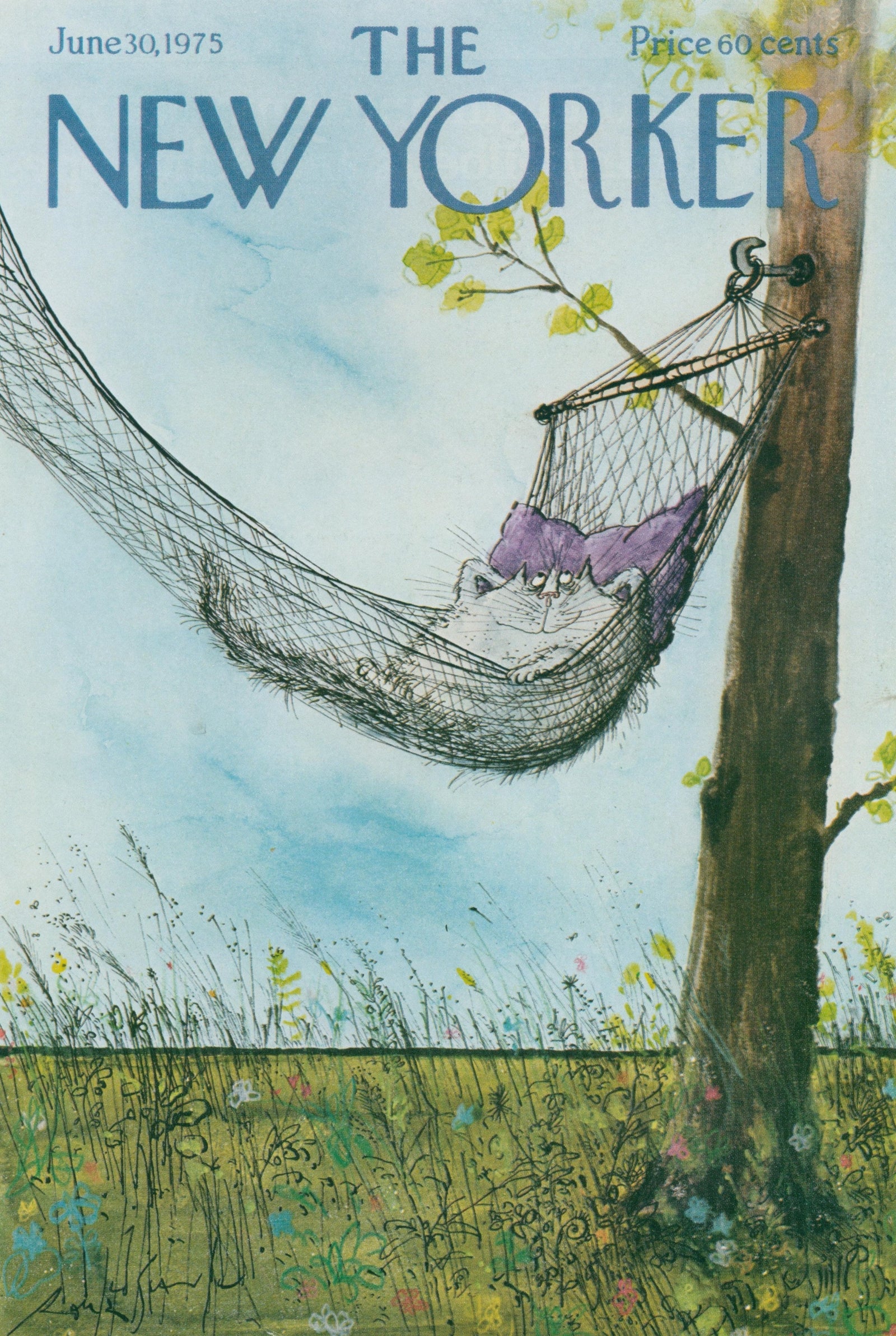 Cat in a Hammock- The New Yorker - Original Vintage Cover Art: