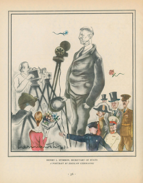 Henry L. Stimson, Secretary of State - Original Vintage Illustration