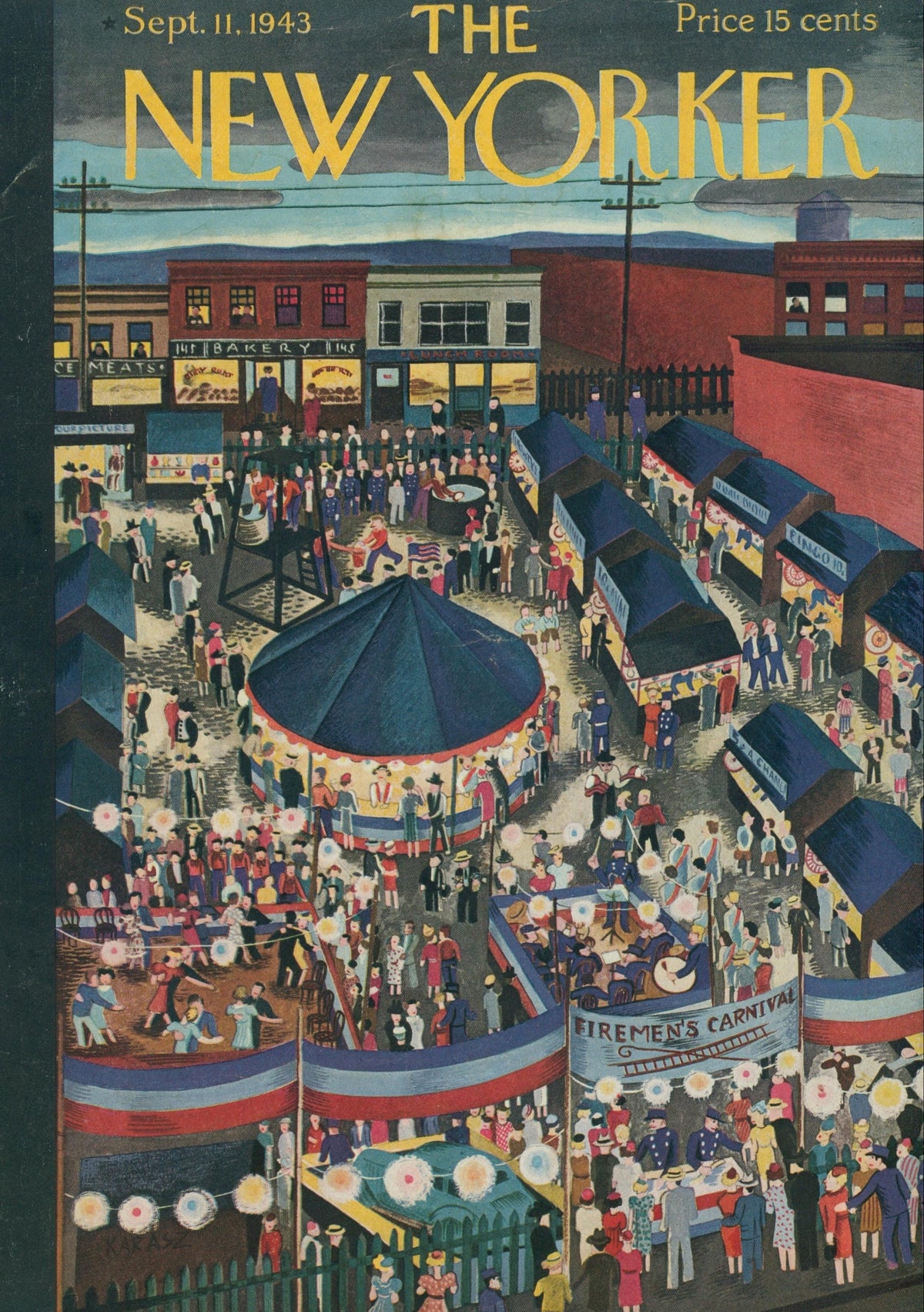 Firemen's Carnival- The New Yorker - Original Vintage Cover Art:
