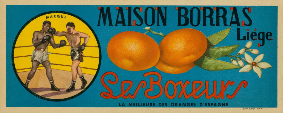 Ser Boxeur Oranges, Small Spanish Crate Label - Original Vintage Product Label: