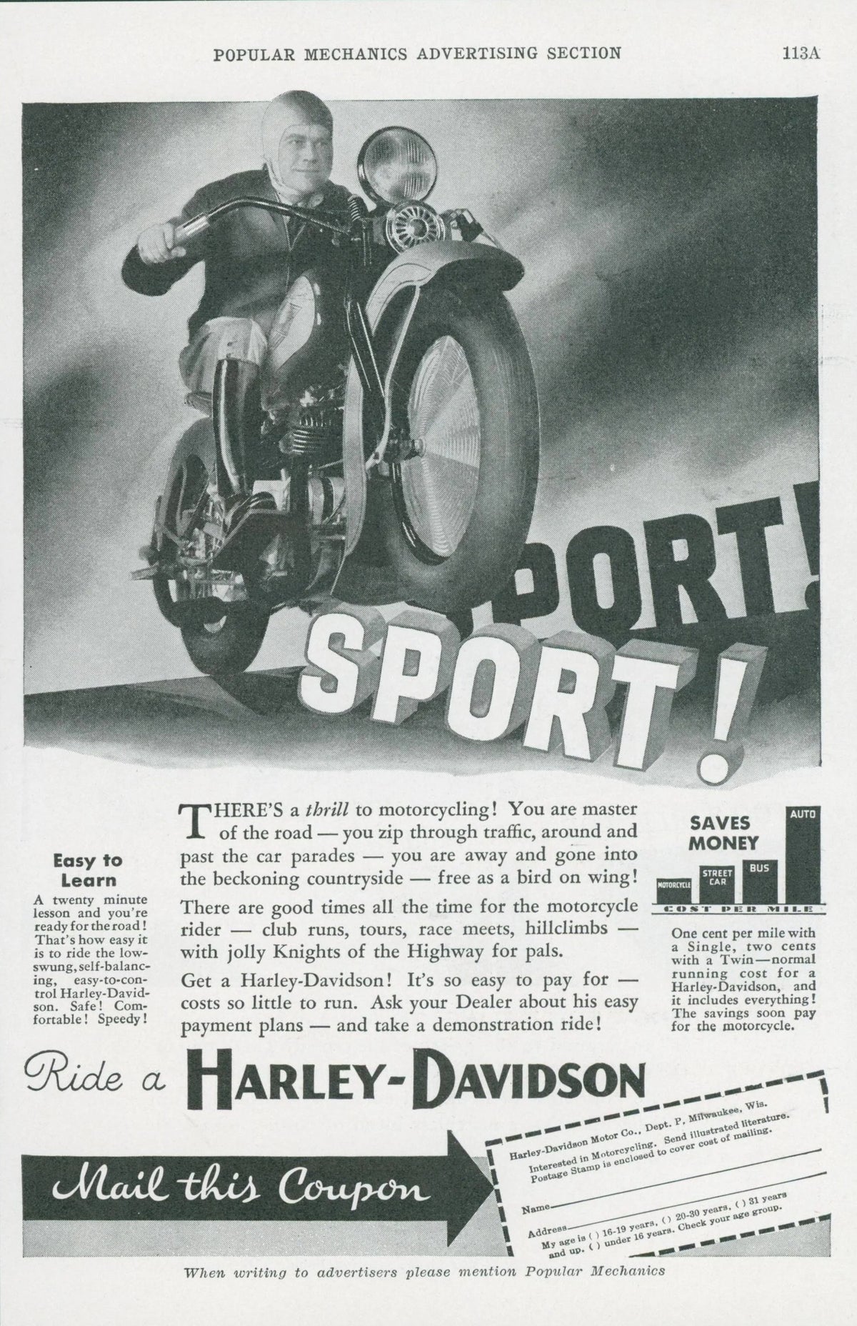 Harley Davidson Ad - Original Vintage Ad:
