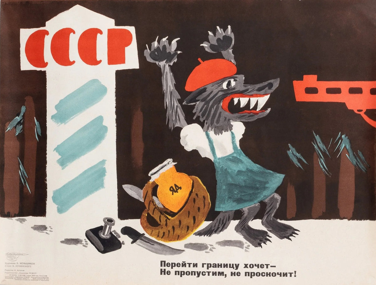 We Won't Let Him Through the Border, Soviet Propaganda - Original Vintage Poster