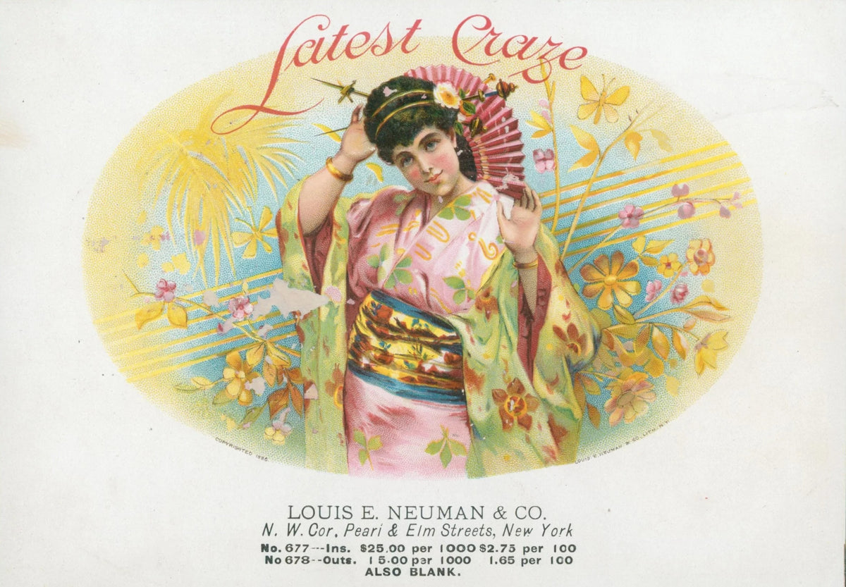 Latest Craze Cigars, Salesman Sample - Original Vintage Product Label: