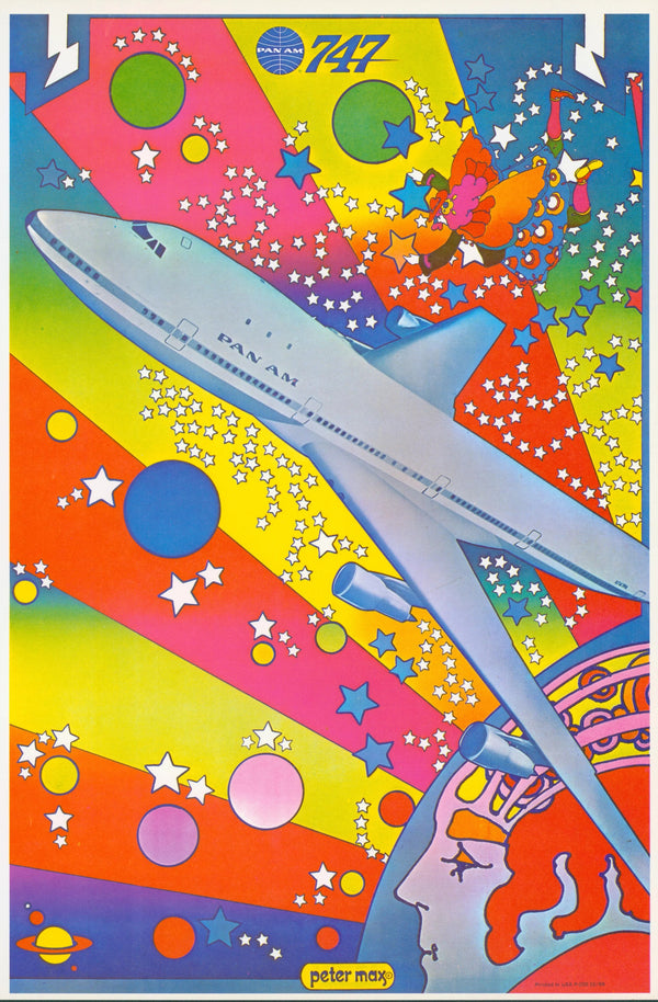 Pan Am 747, Peter Max (Re-Issue) - Original Vintage Poster