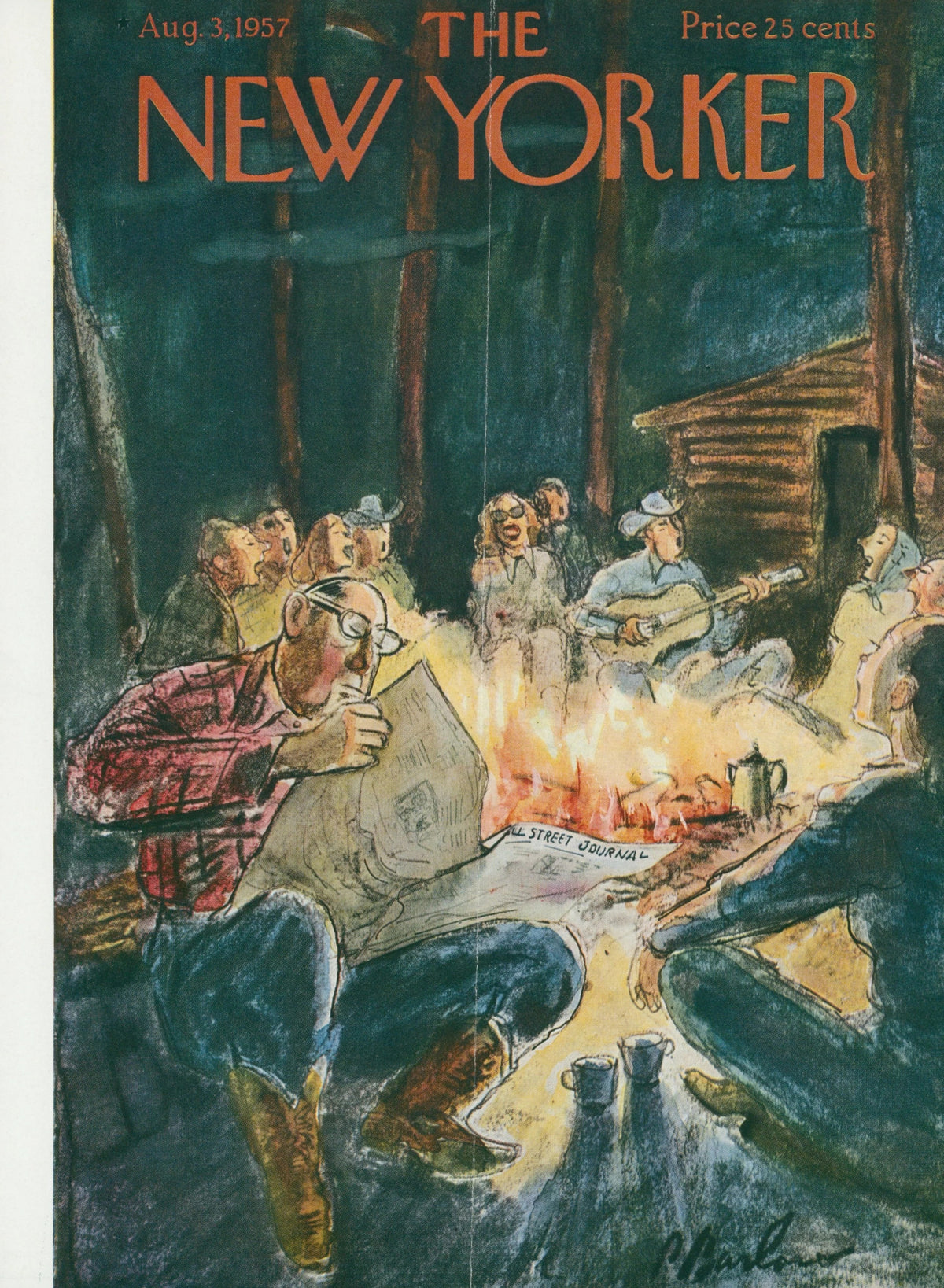 By the Campfire- The New Yorker - Original Vintage Cover Art: