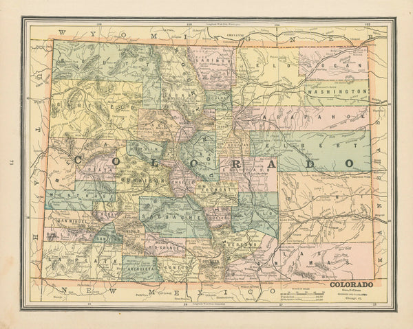Colorado, Cram's Atlas - Original Vintage Map