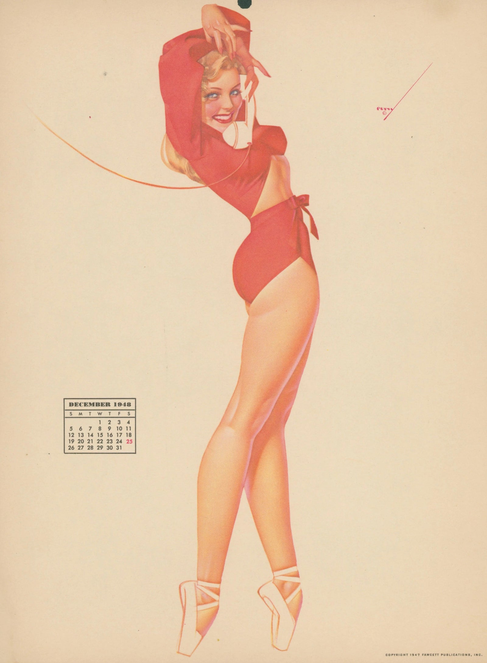 December, Calendar by George Petty - Original Antique Print: