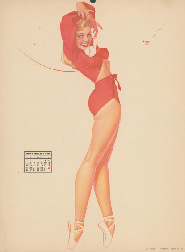 December, Calendar by George Petty - Original Antique Print: