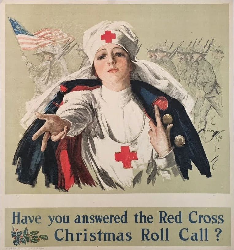 Red Cross Christmas Roll Call by Harrison Fisher - Original Vintage Poster