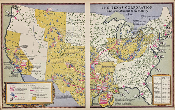 The Texas Corp Map (Texaco) - Original Vintage Map