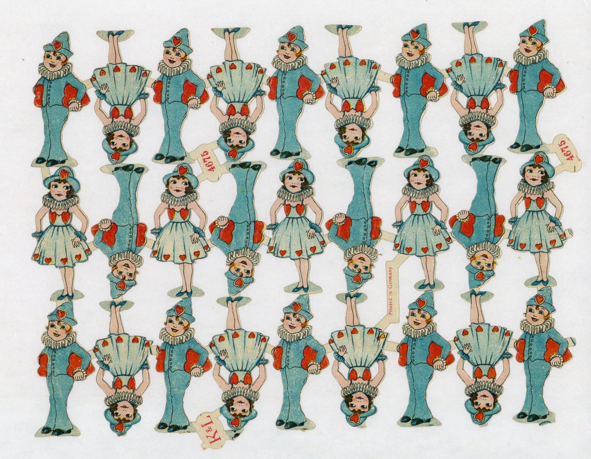 German Cut Out Dolls - Original Antique Print: