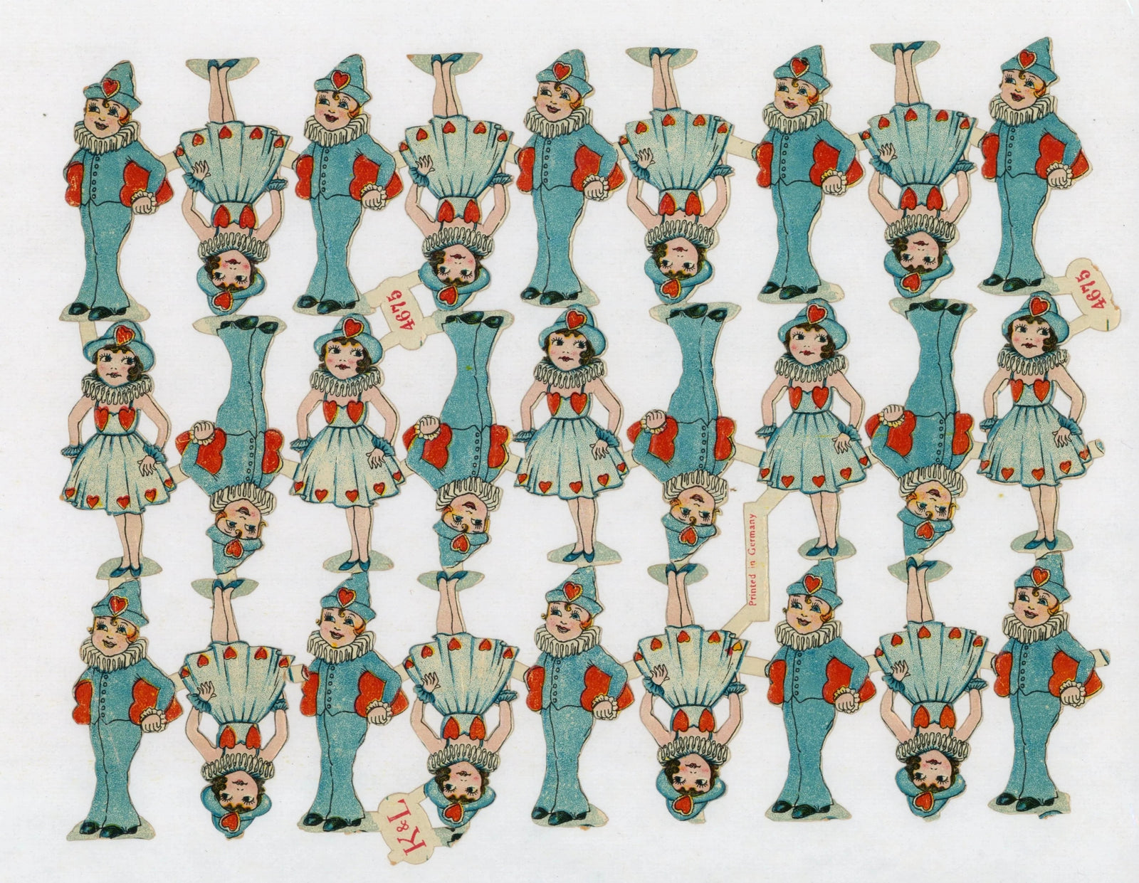 German Cut Out Dolls - Original Antique Print: