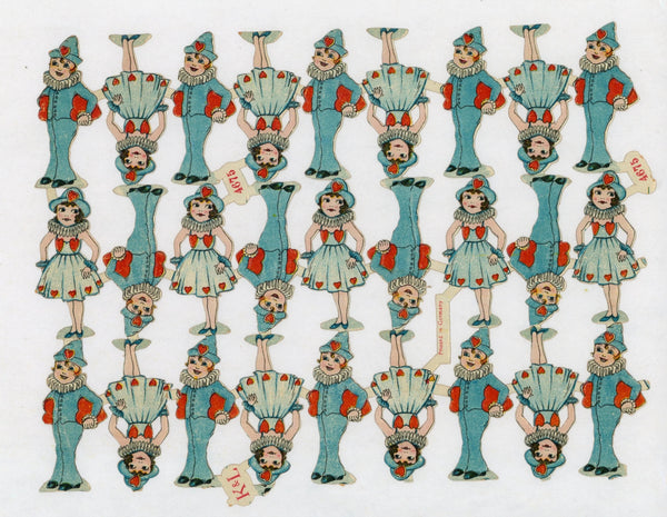 German Cut Out Dolls - Original Antique Print: