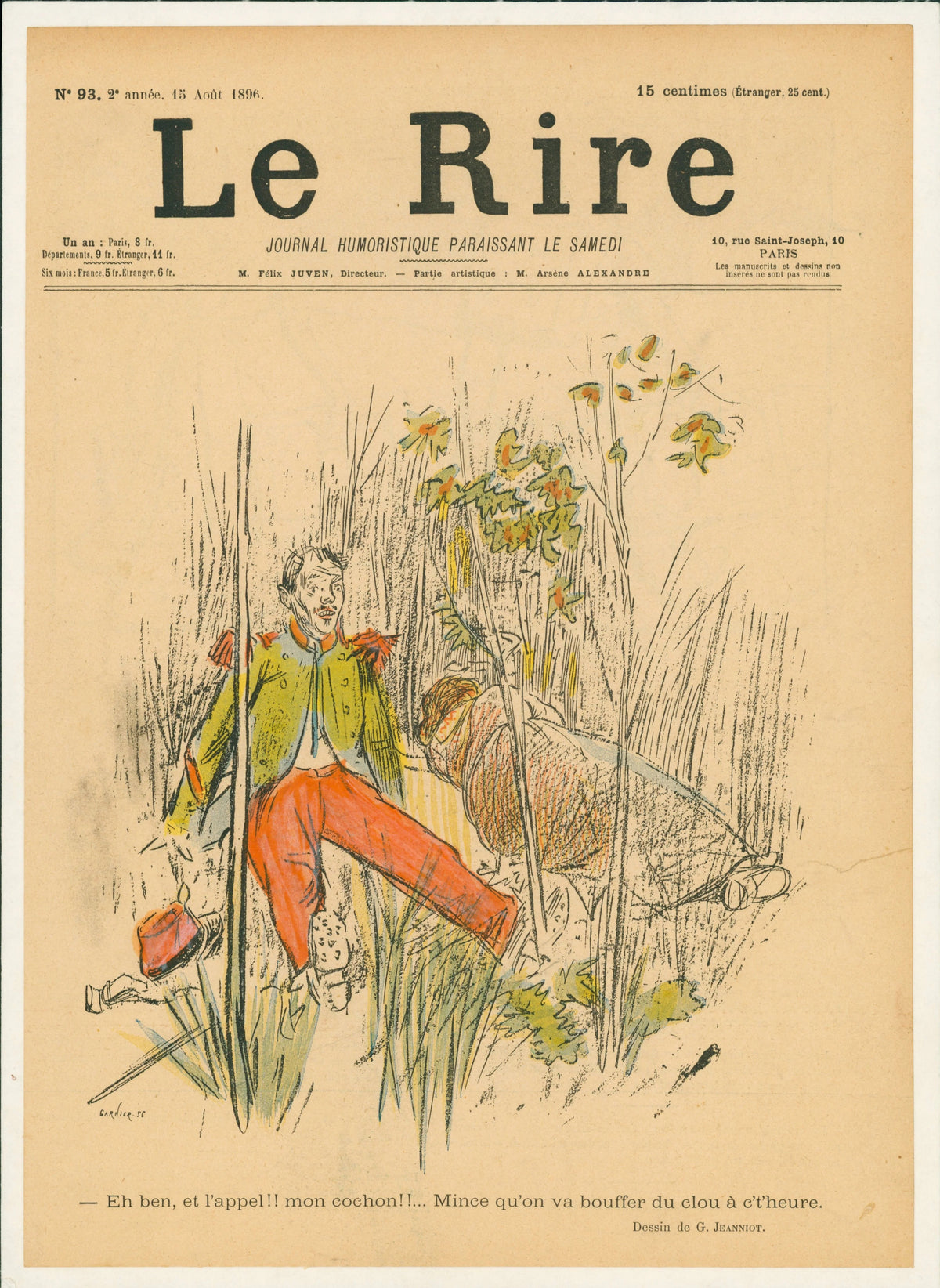 What About Roll Call, You Pig!- Le Rire Magazine - Original Vintage Cover Art: