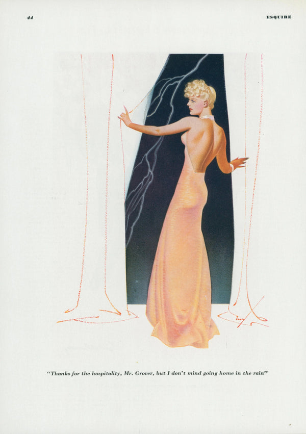 Going Home in the Rain by George Petty - Original Vintage Illustration