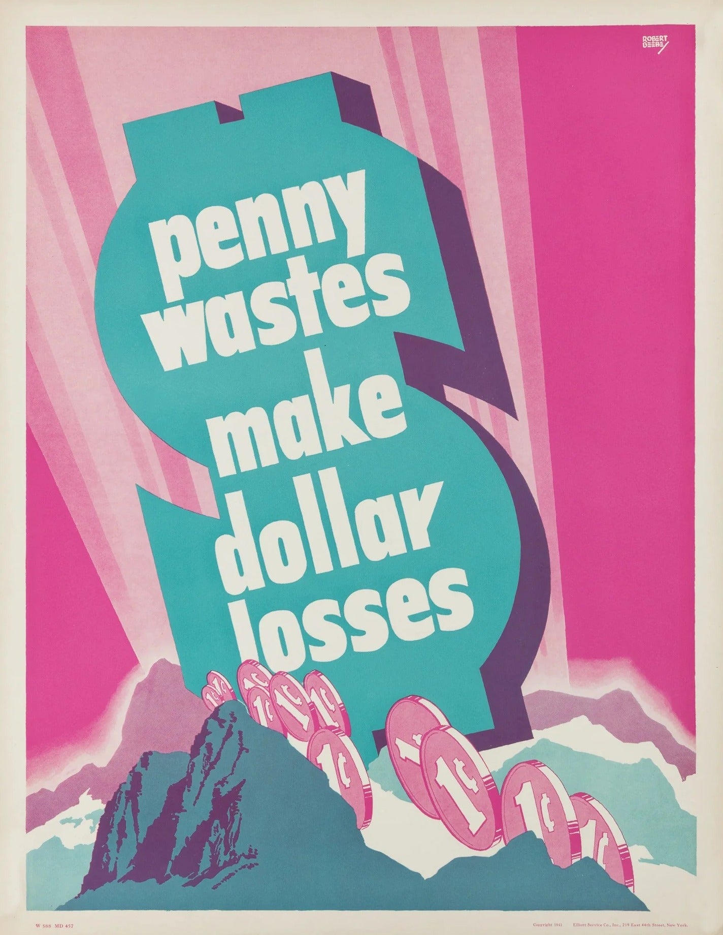 Dollar Losses, Motivational Poster (WW2) - Original Vintage Poster