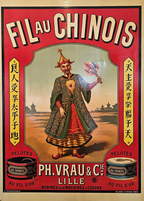 Fil au Chinois, Sewing Thread - Original Vintage Poster