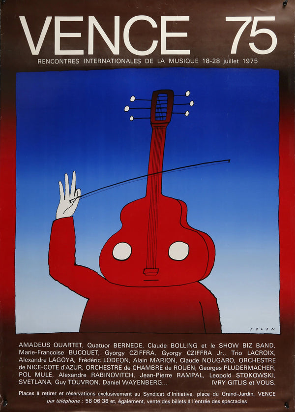 International Music Meeting by Jean-Michel Folon - Original Vintage Poster