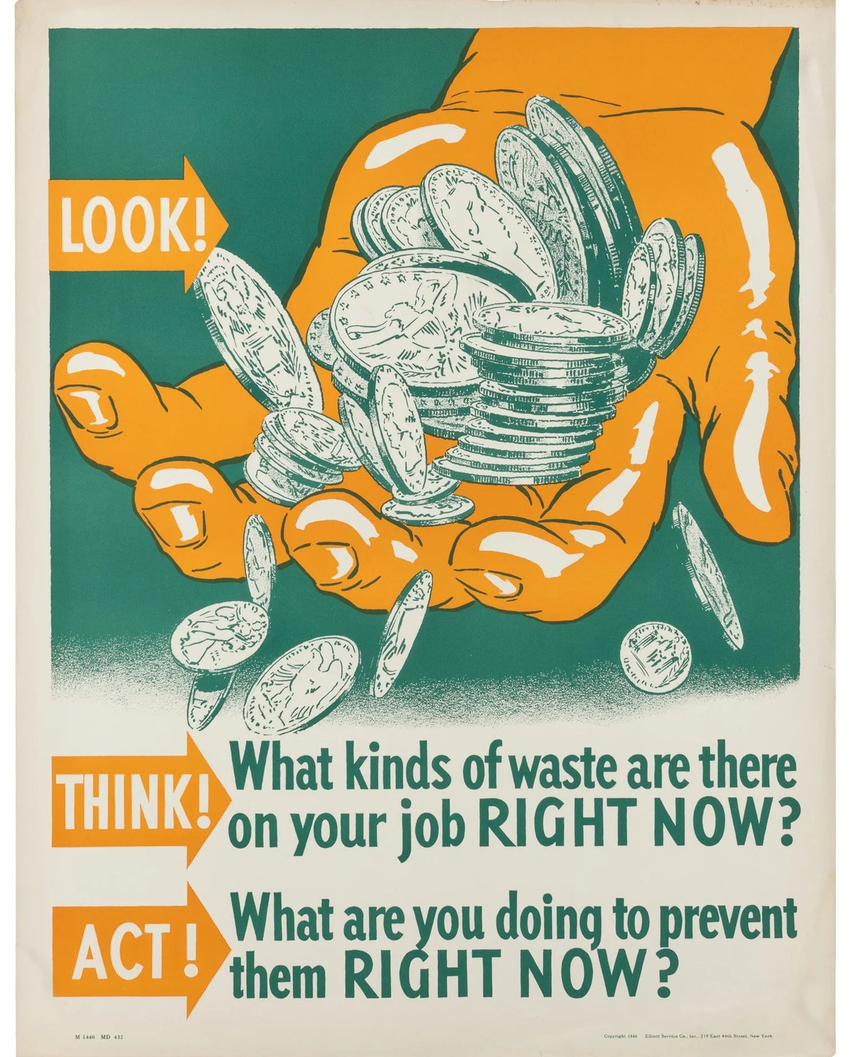 Look, Think & Act, Motivational Poster (WW2) - Original Vintage Poster