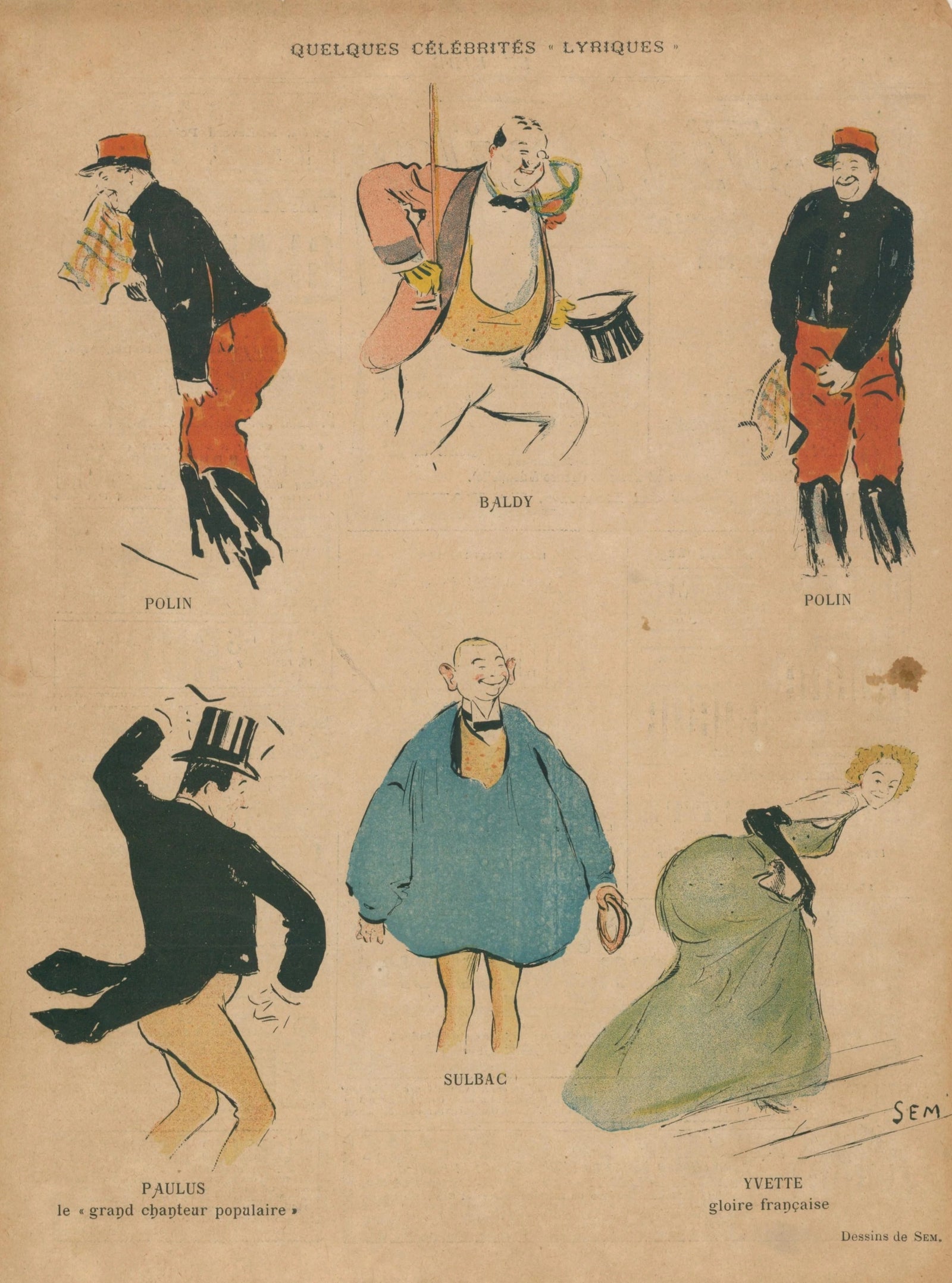 Some Lyric Celebrities- Le Rire - Original Vintage Illustration