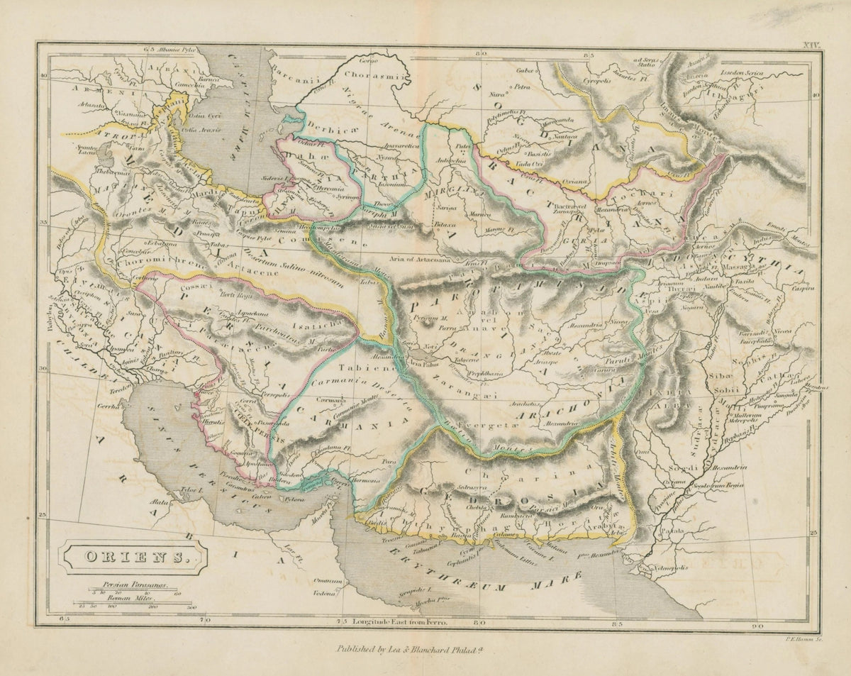 Armenia to India, Antique Map - Original Vintage Map