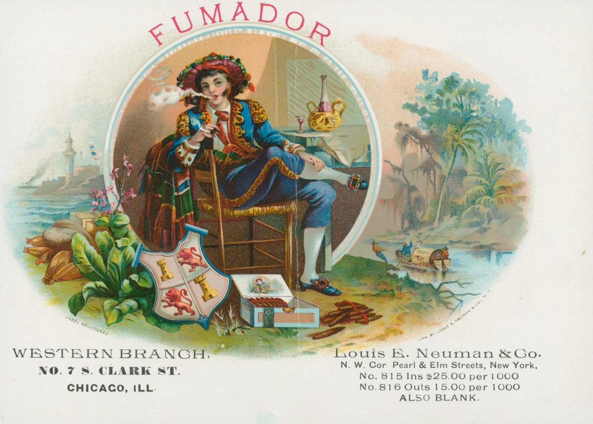 El Fumador Cigars, Salesman Sample - Original Vintage Product Label: