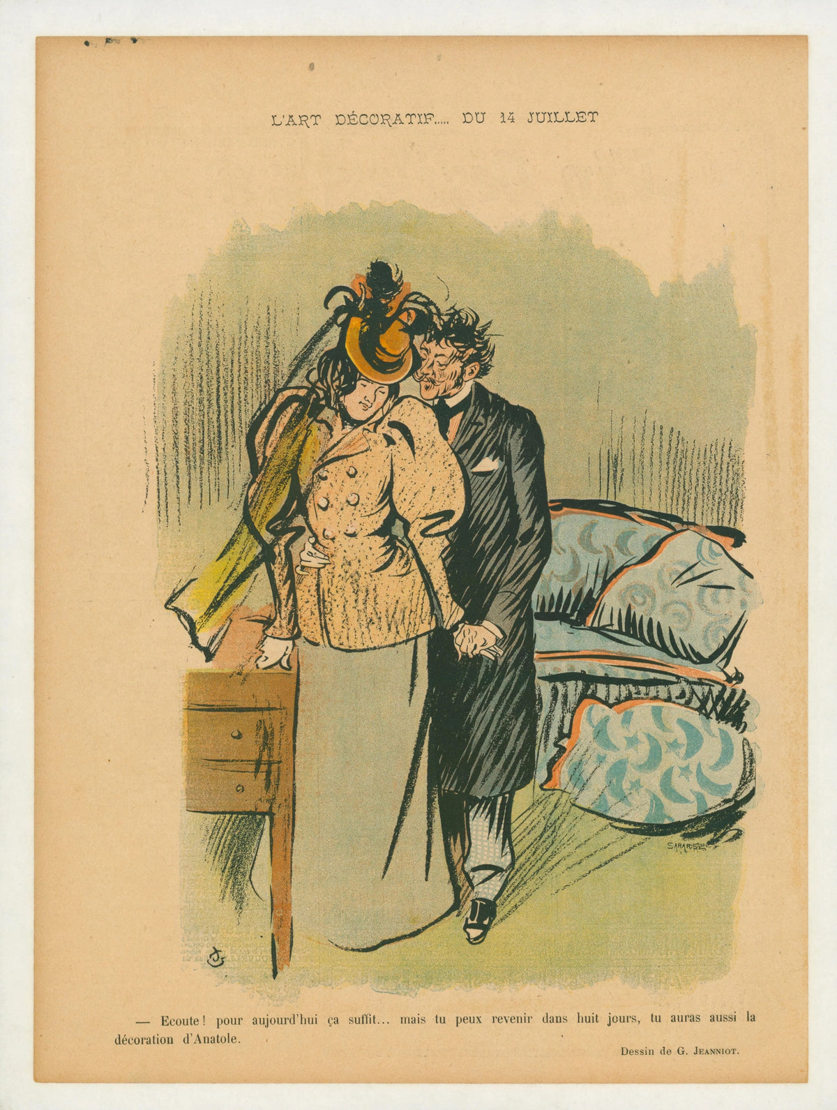 L'Art Decoratif- Le Rire - Original Antique Print: