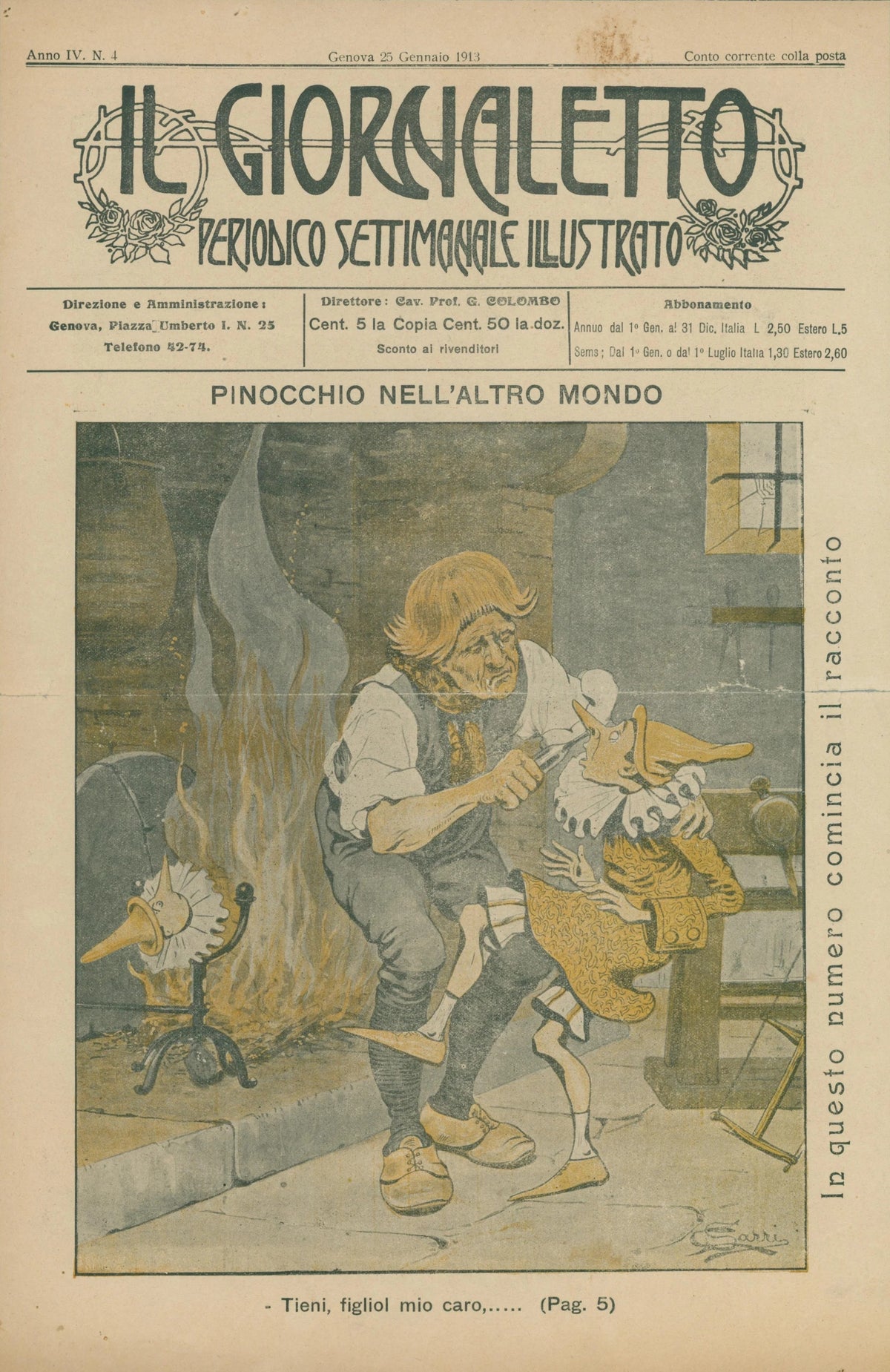 Pinocchio in the Other World, Il Giornaletto - Original Vintage Cover Art: